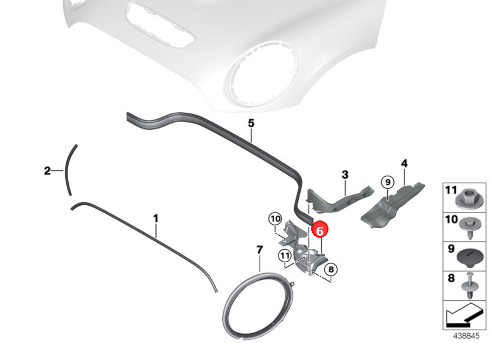 Positioning element seal, left side of front cover OE 51767388093