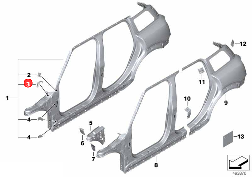 Left side of bracket A-pillar side panel OE 41007449391