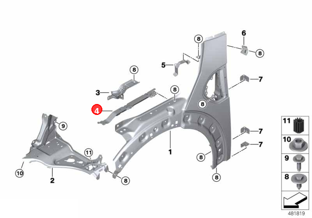 Deformable element left front OE 41007449387