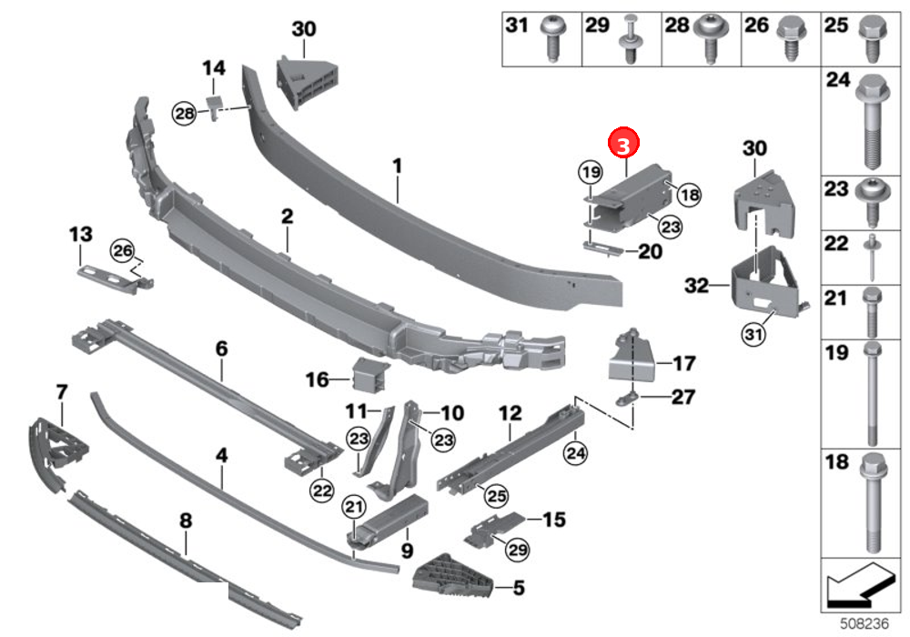 Right side of deformation element OE 51117406388