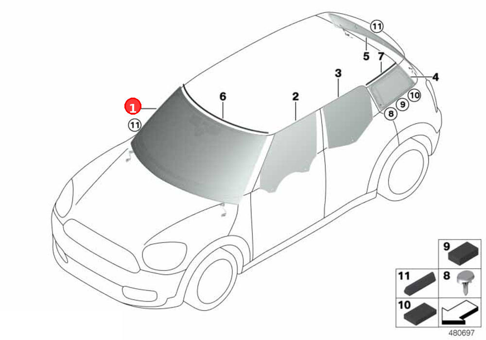 Windshield gr OE 51317380734