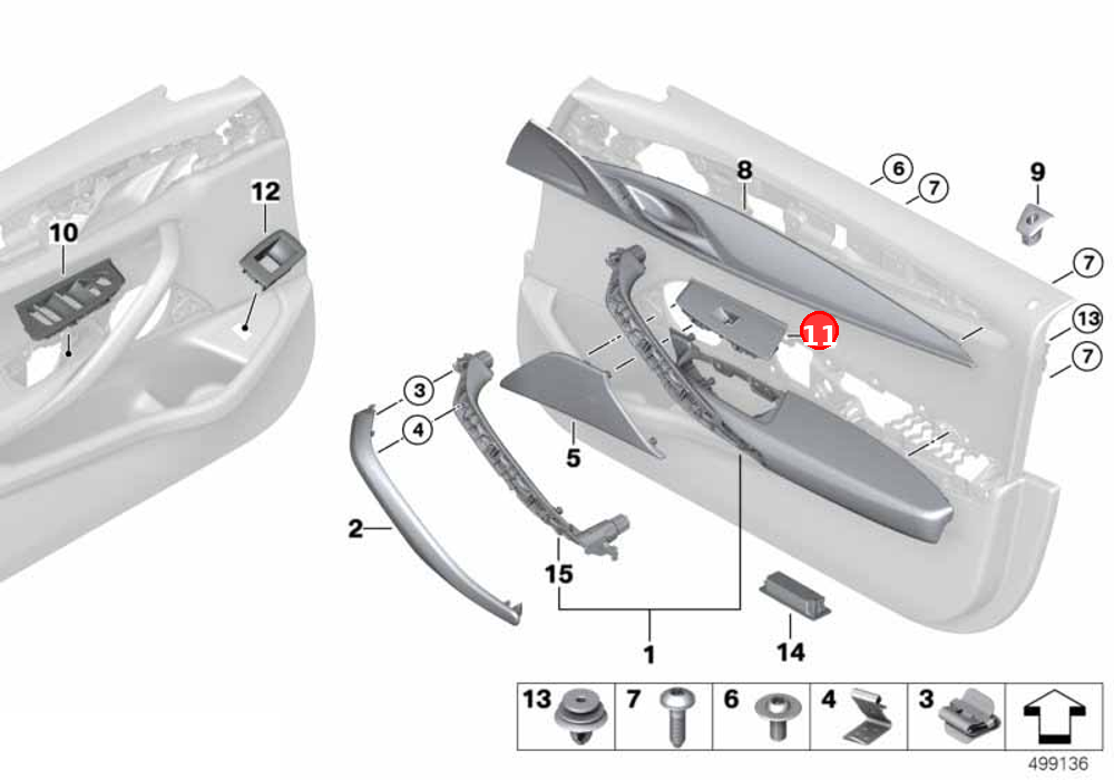 Trim, switch, power window, right OE 51417438584