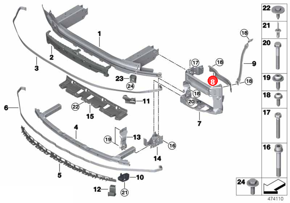 Cross-brace, rear left OE 51117368479
