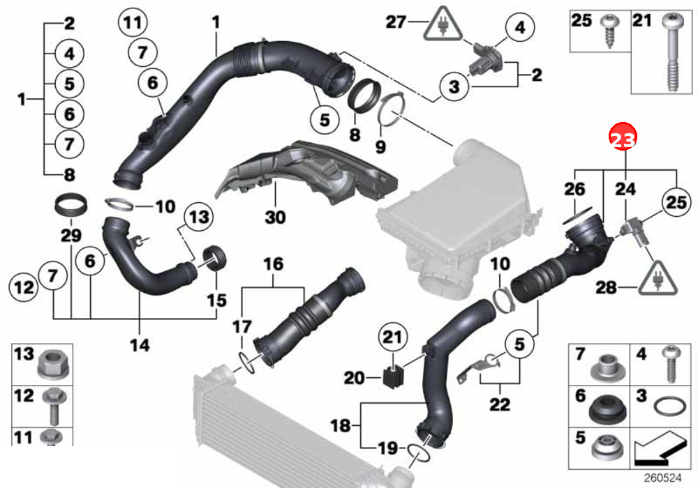 Charge-air duct OE 13717615026