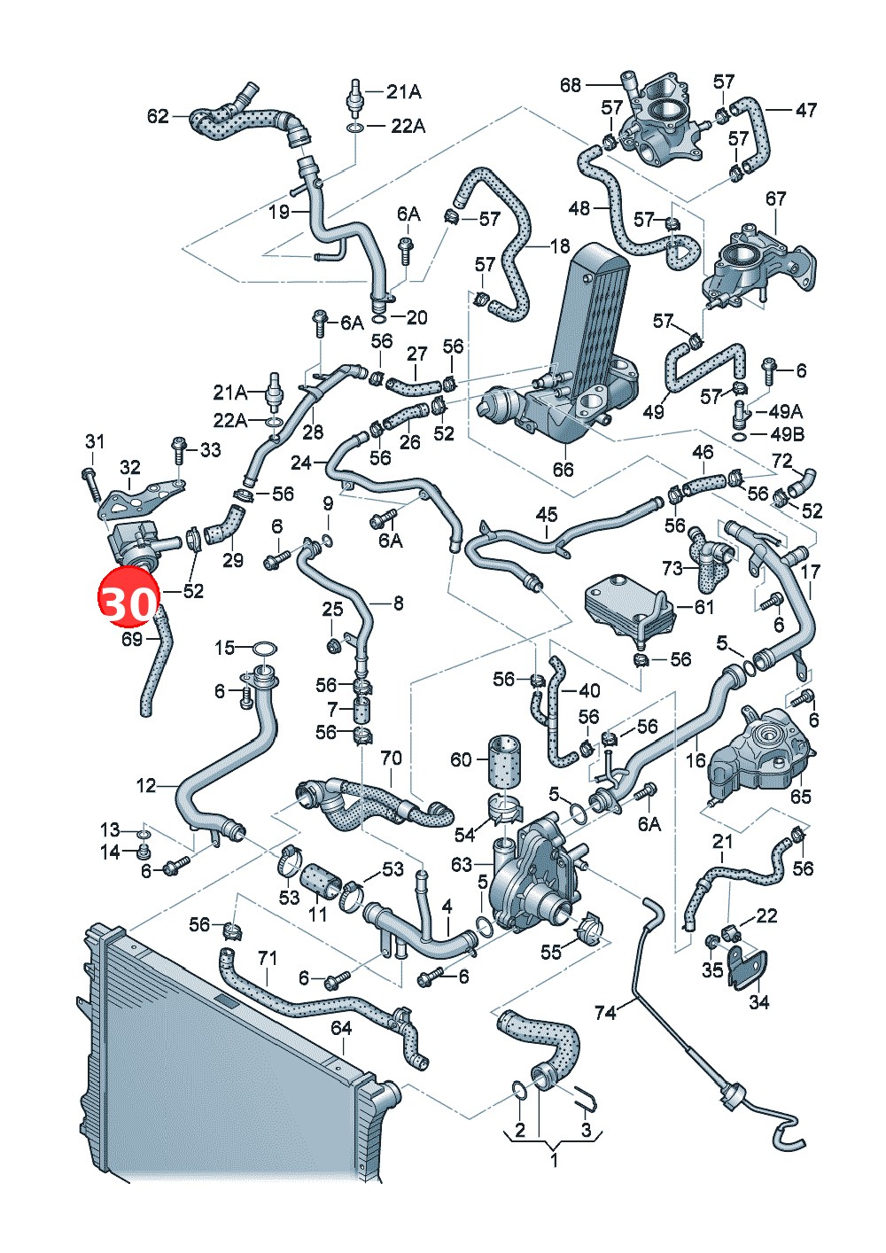 Additional coolant pump only to be used for: OE 06D121601