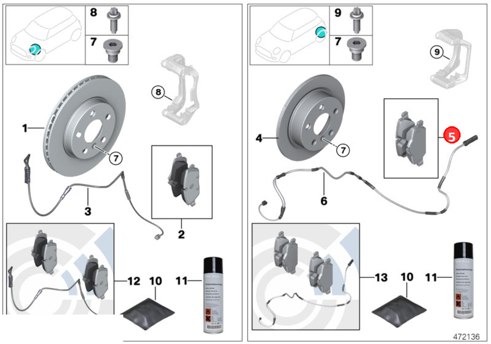 Repair kit brake pads do not contain asbestos OE 34216778327