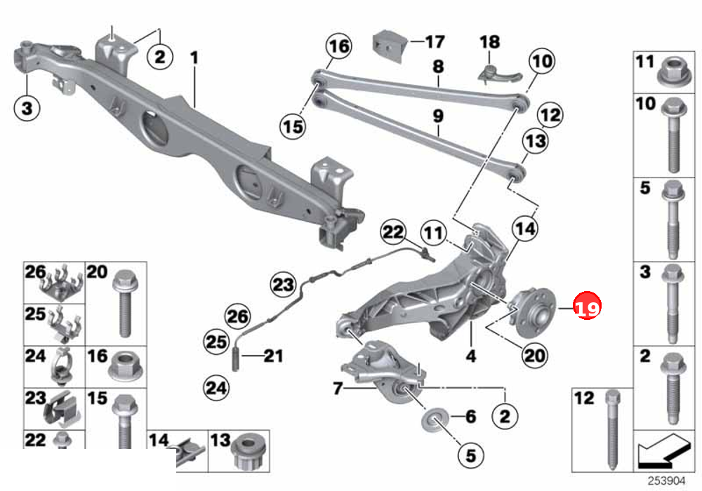 Wheel hub with rear bearing OE 33416786552