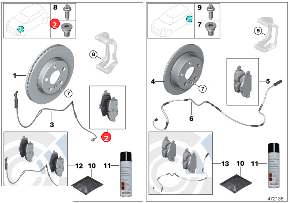 Repair kit, brake pads asbestos-free OE 34116772892