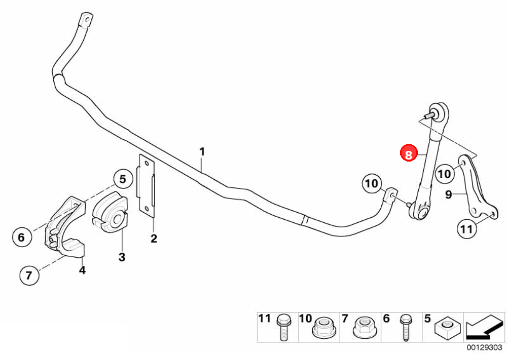 Left swing support OE 31306781541