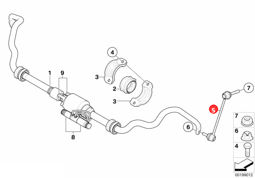 Swing support, front, left OE 37116859653