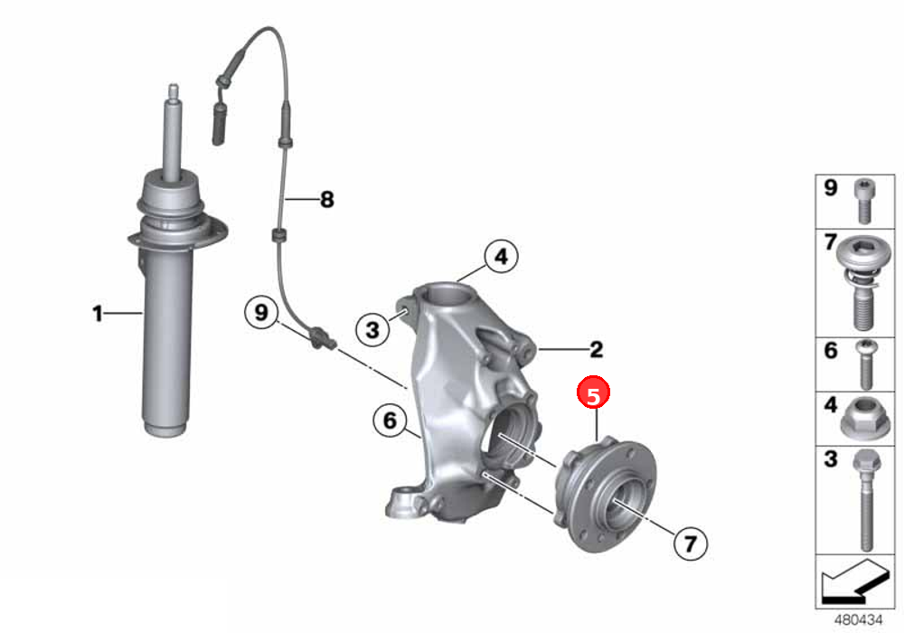 Wheel hub with bearing, front OE 31206876844