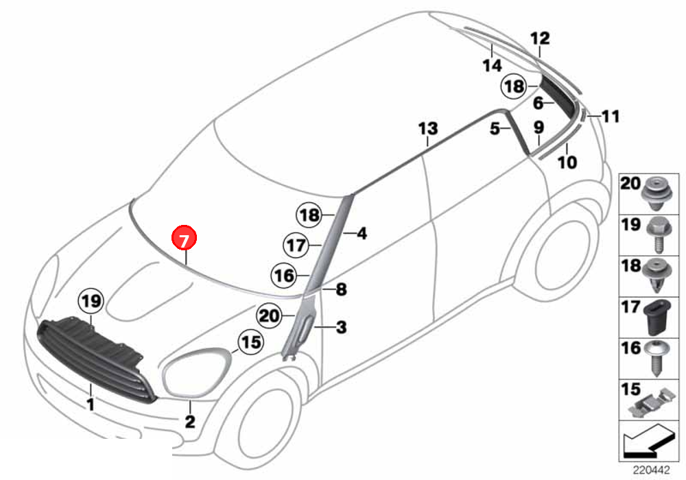 Moulding, hood OE 51139810464