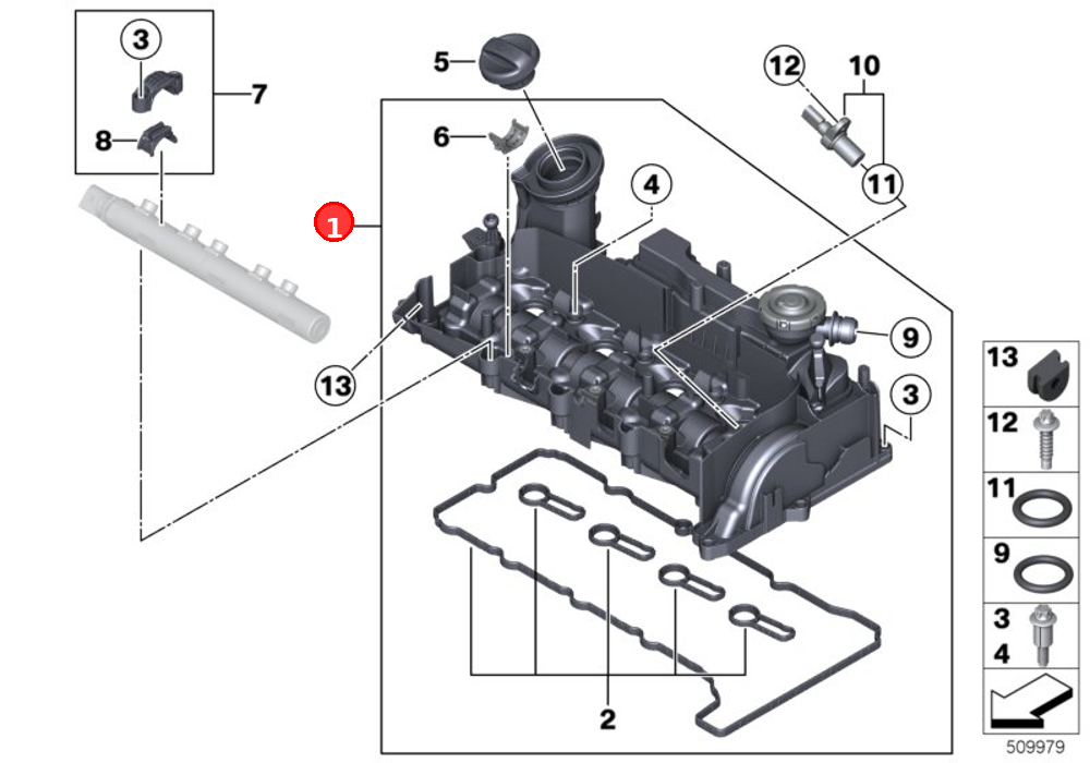 Cylinder head cover OE 11128589943