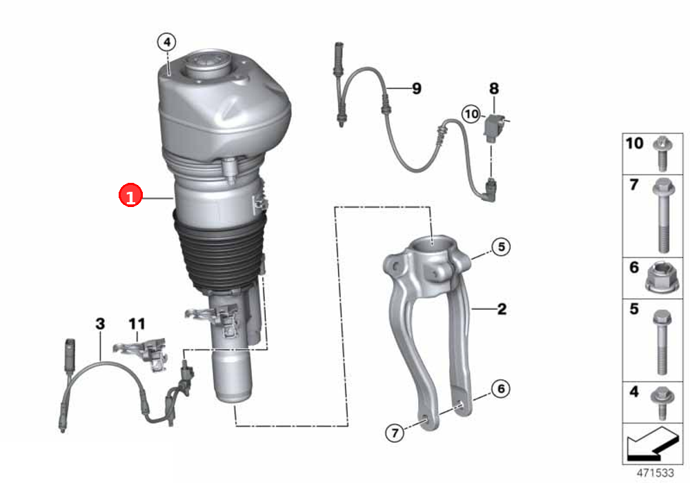 RP air suspension strut front left OE 37106877557