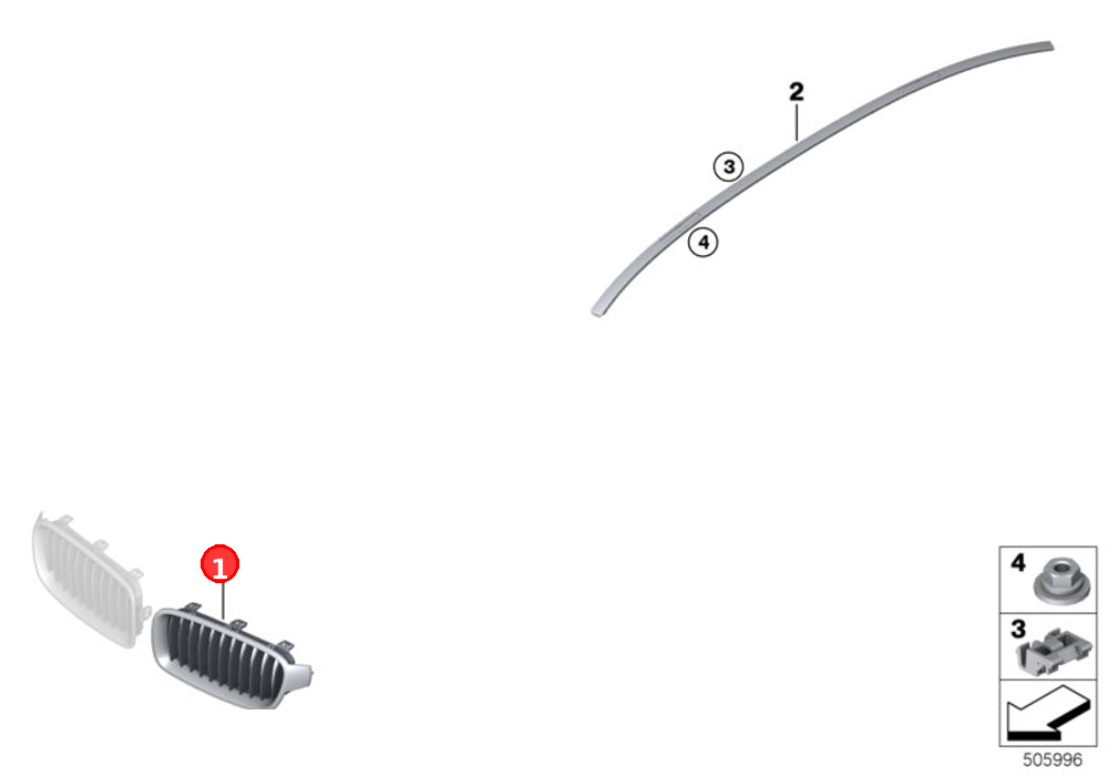 Grille, front, right OE 51137475968