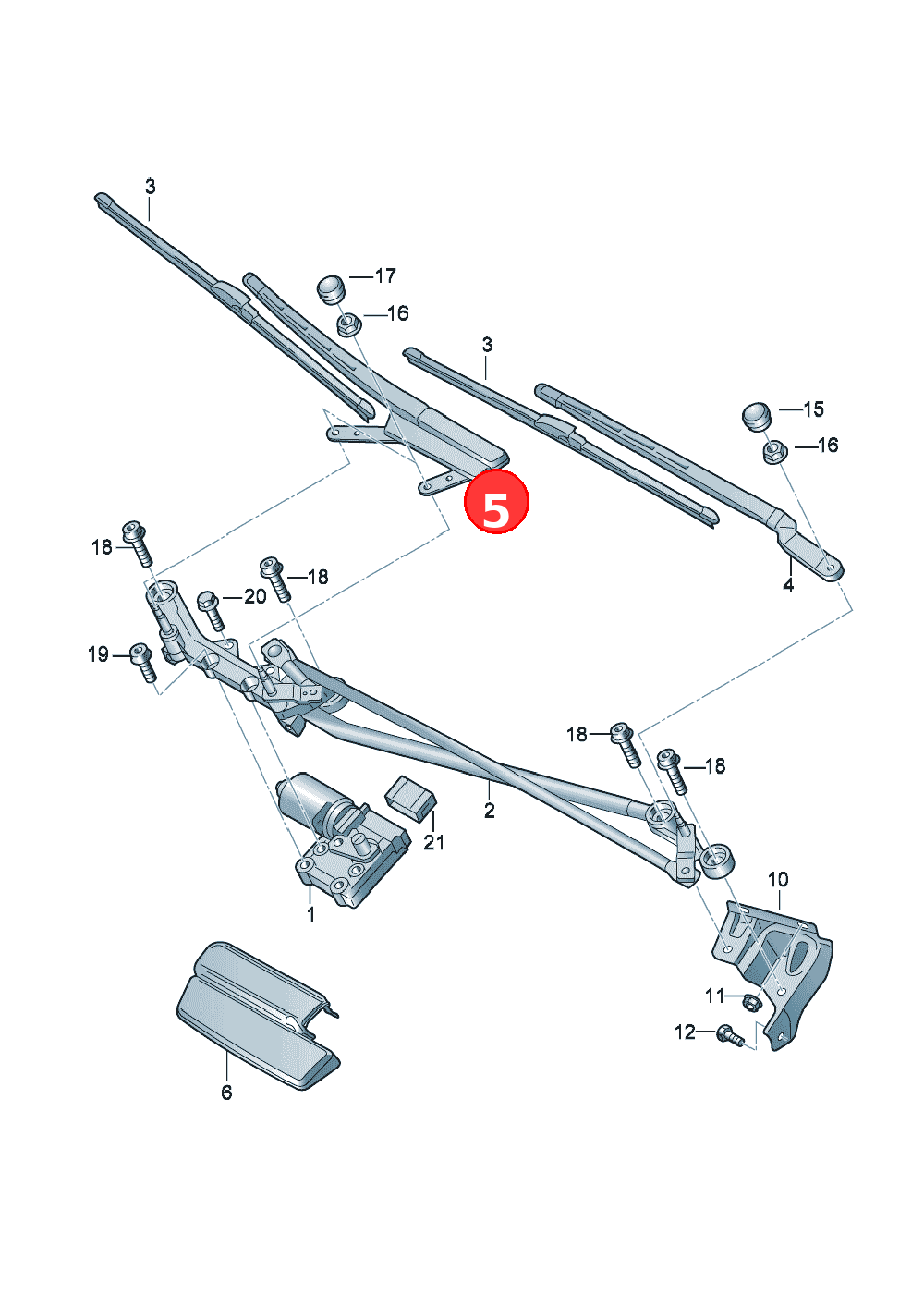 Aero wiper arm(passenger side) OE 4L1955408B