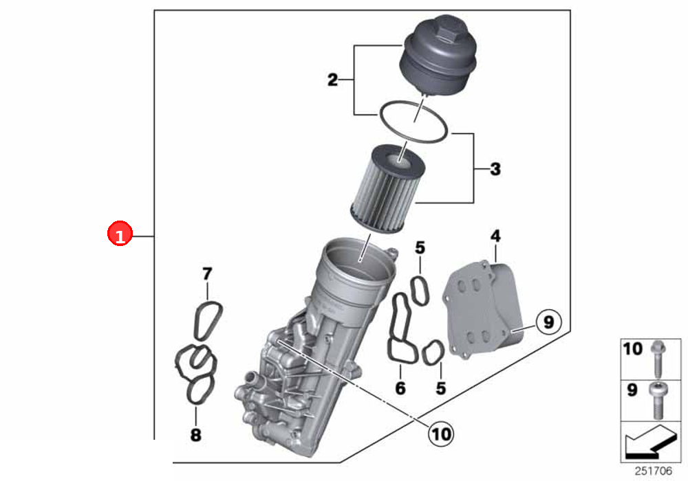Oil filter with plastic cover OE 11417600468