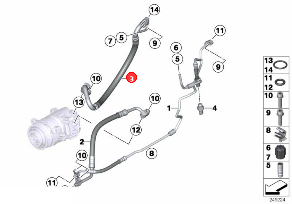 Suction pipe evaporator-compressor OE 64539228236