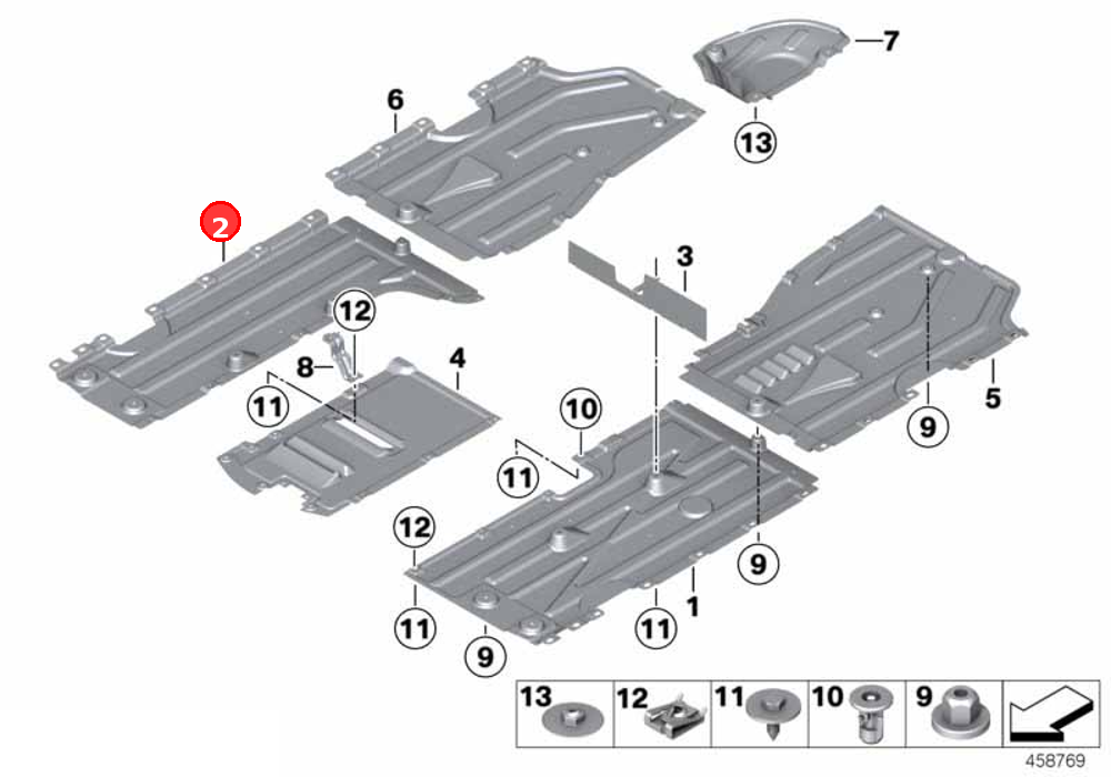 Underbody panelling, front right OE 51757213672