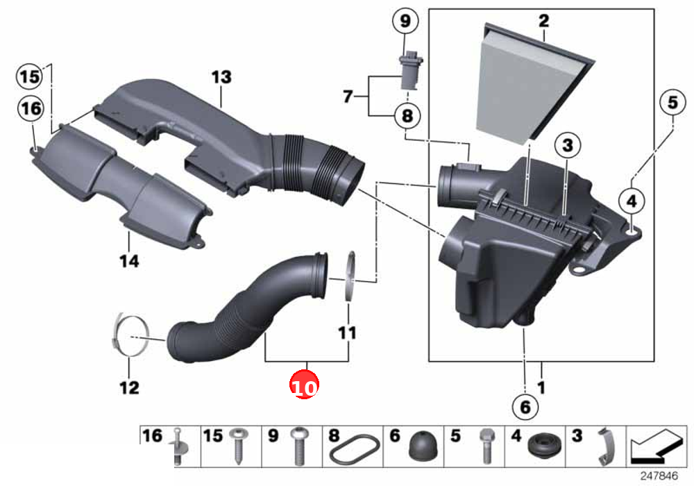 Air duct with air resonator OE 13717632501