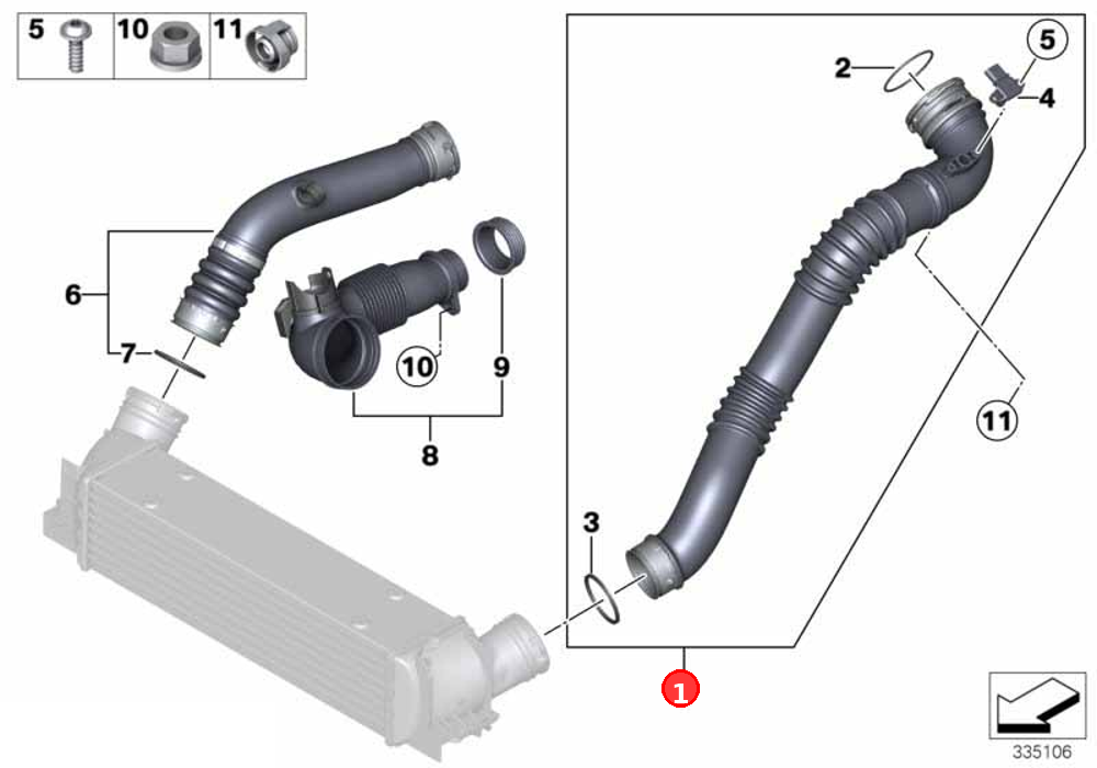 Charge-air duct OE 13717607941