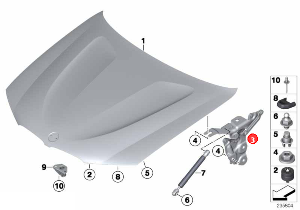 Left engine hood hinge OE 41617262875