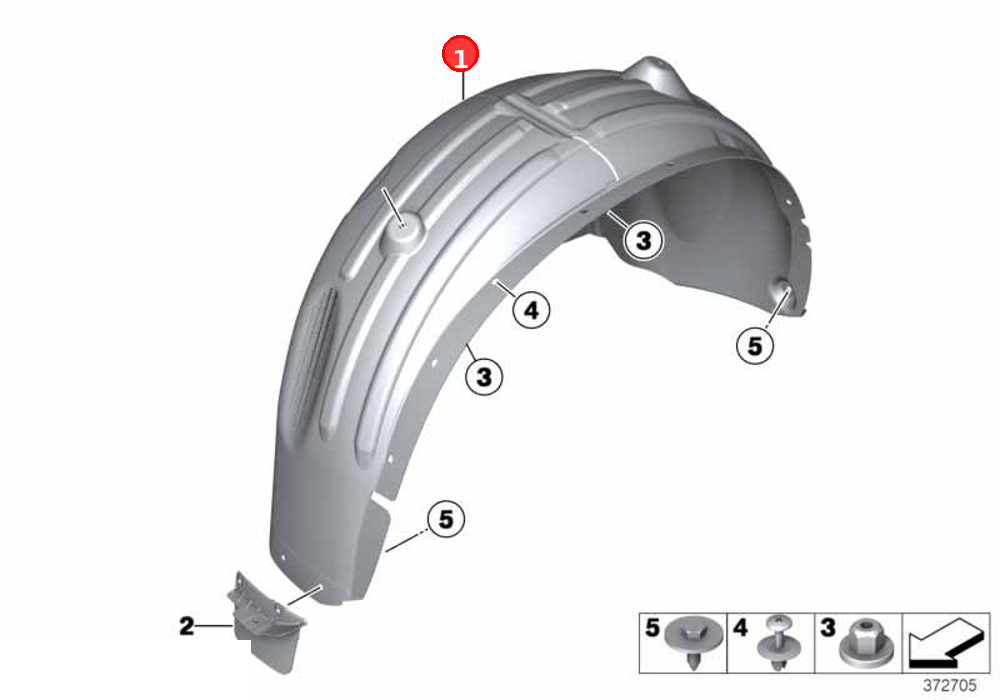 Cover, wheel housing, rear left OE 51717213649