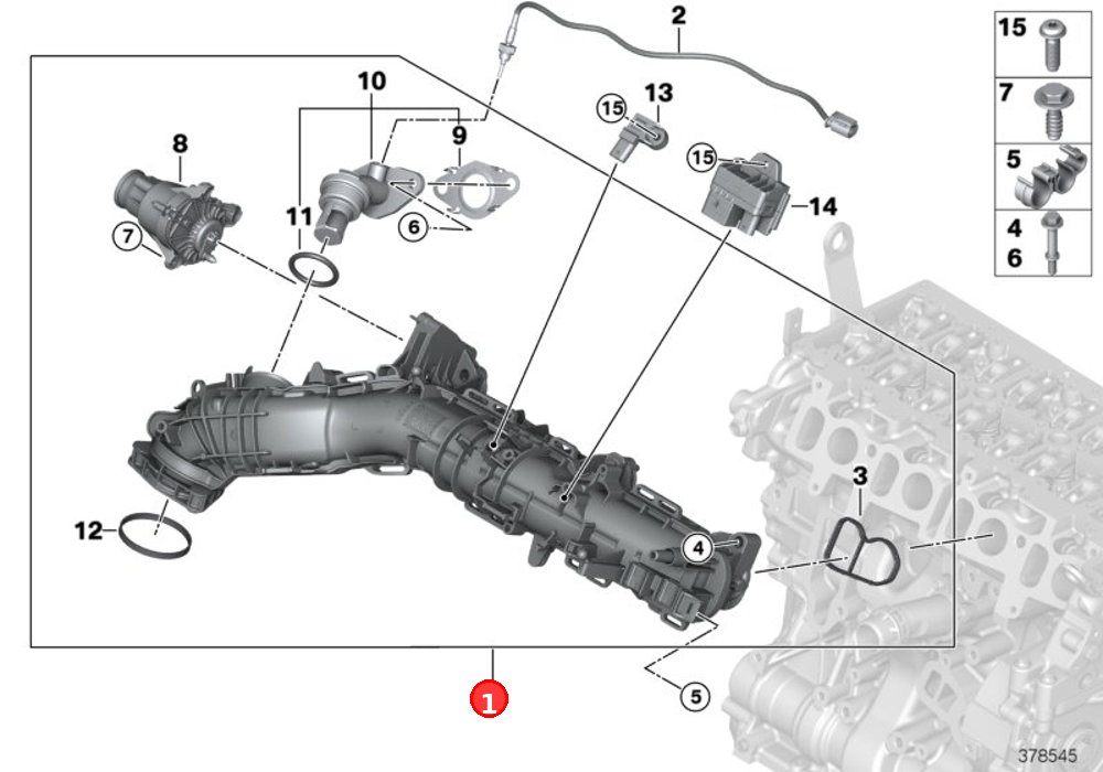 Intake manifold AGR with flap control OE 11618513655