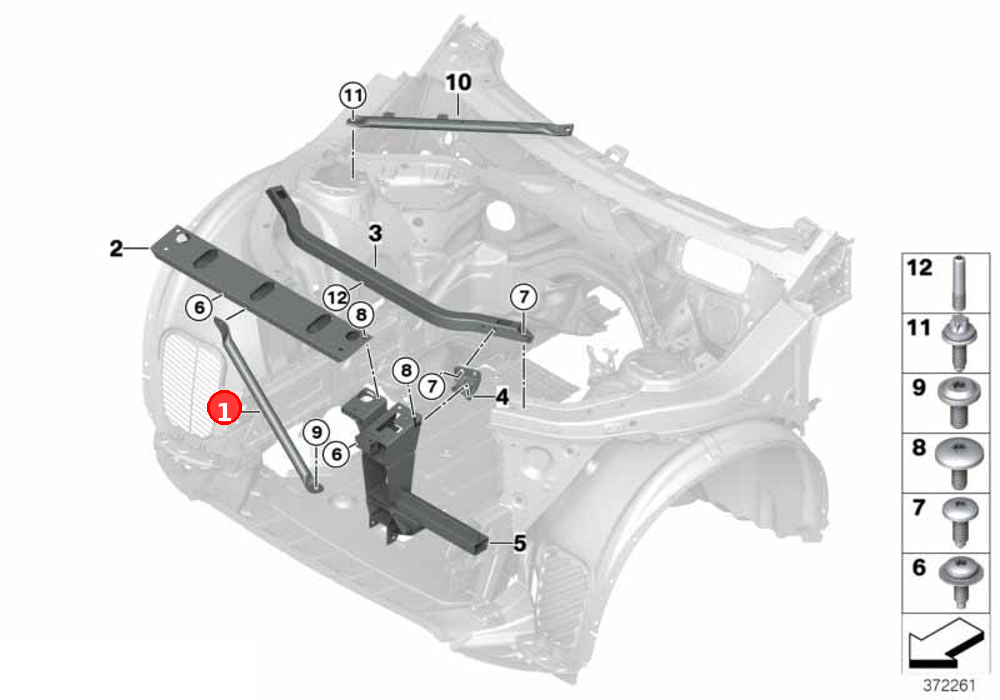 V\-strut, right OE 51647210504