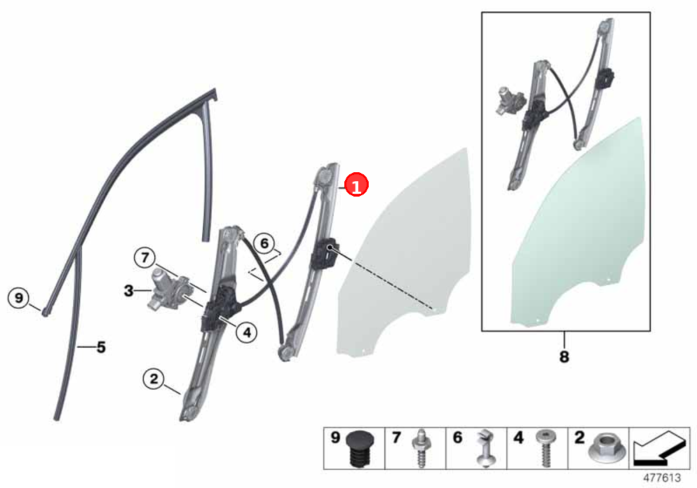 Window lifter without motor,front left OE 51337355635