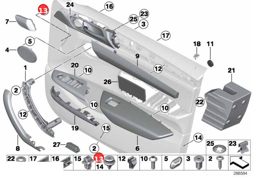 Clip with washer, natur OE 51418224768