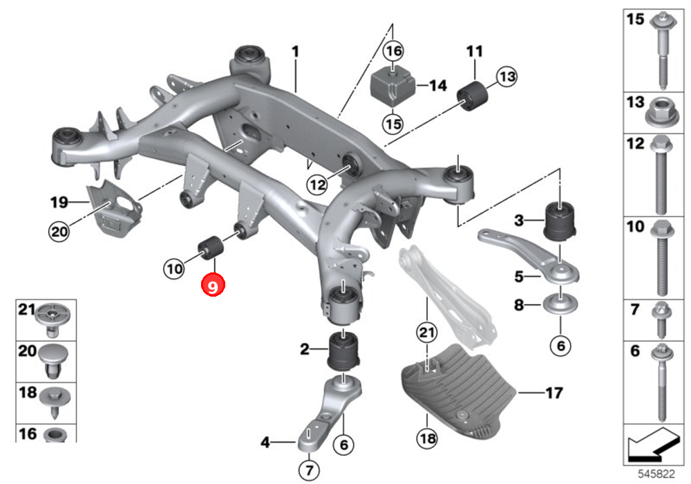 Rubber mounting front OE 33176770947
