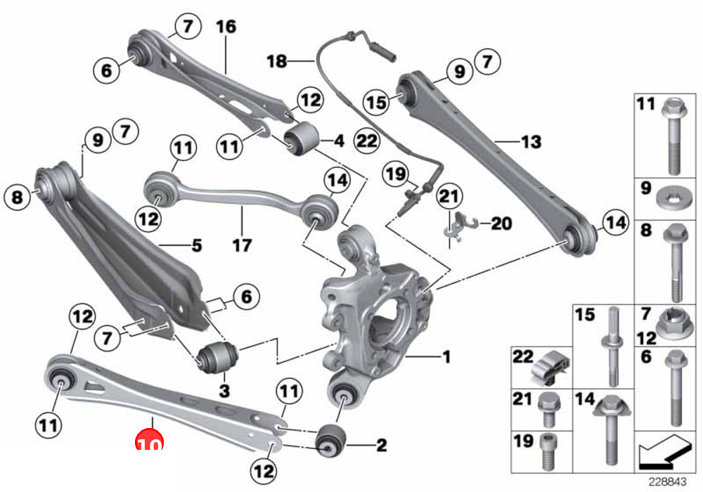 Trailing arm with rubber mount OE 33326786978