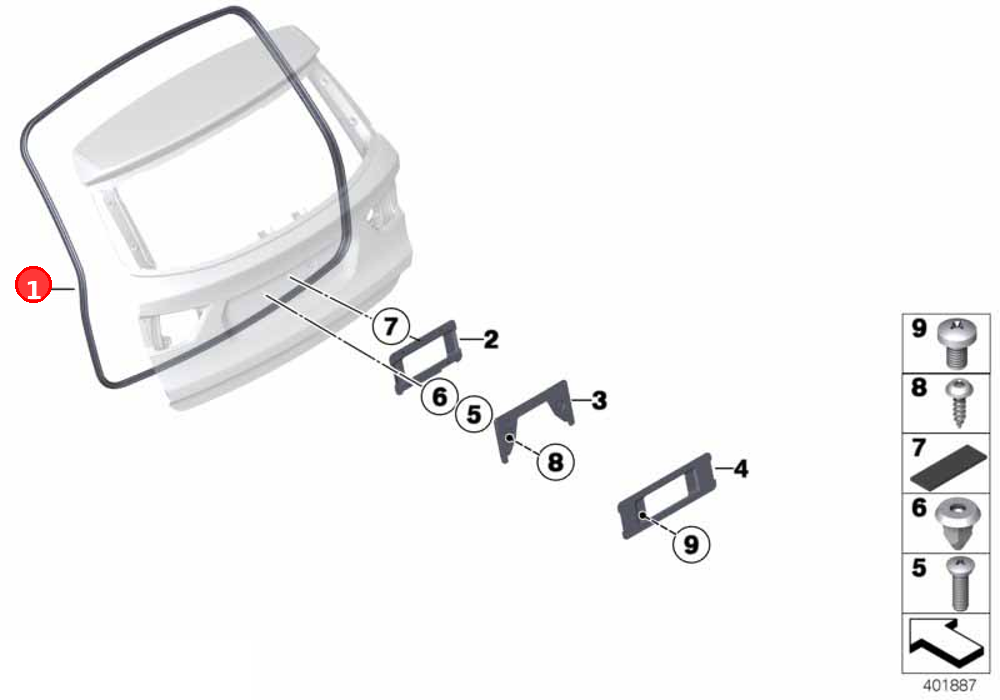 Trunk lid gasket OE 51767339328
