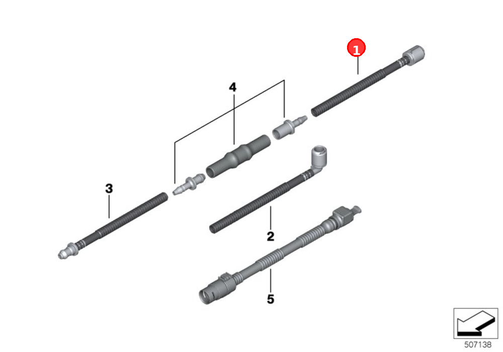 Hose line, straight OE 61667329177