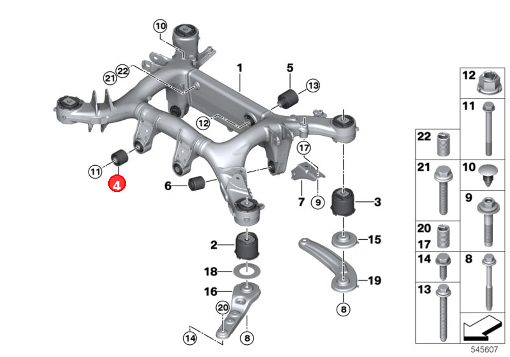 Rubber mounting front OE 33316860421