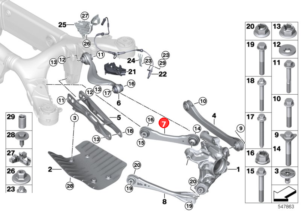 Guiding suspens. link w rubber mount rgh OE 33306878018