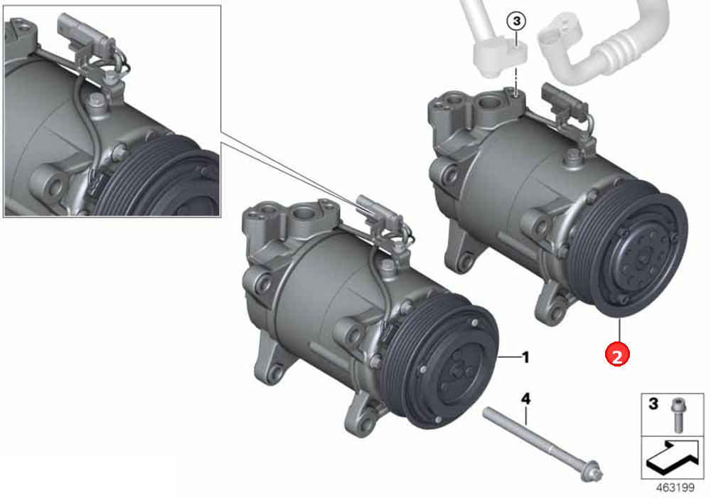 A/C compressor without magnetic coupling OE 64525A21D12
