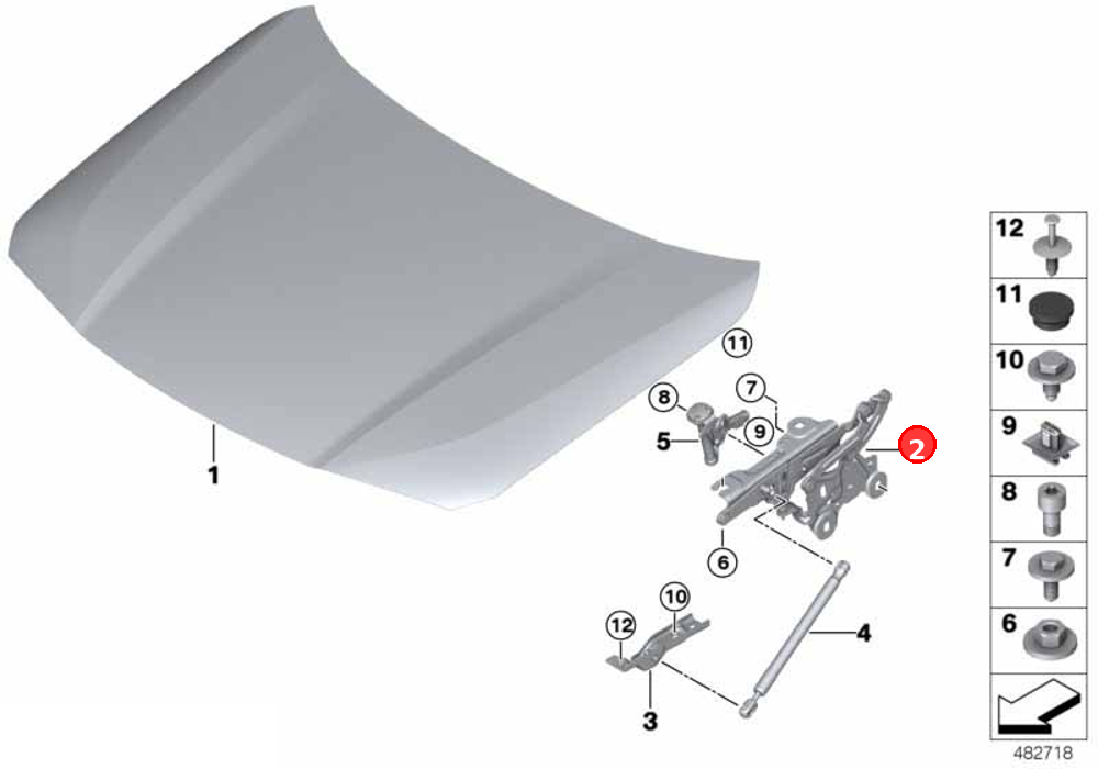 Left engine hood hinge OE 41007427125