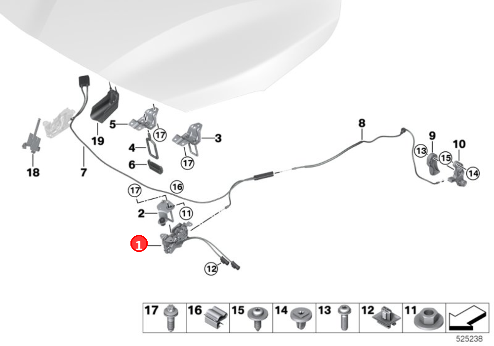 Lock f hood, left OE 51237431369