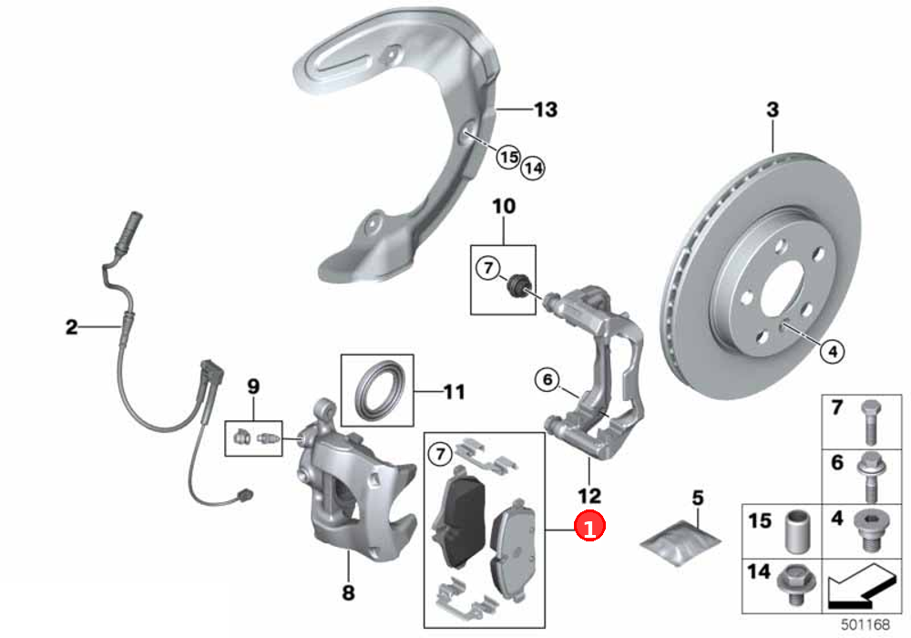 Repair kit, brake pads asbestos\-free OE 34106860019
