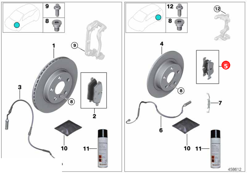 Repair kit, brake pads asbestos\-free OE 34216859917