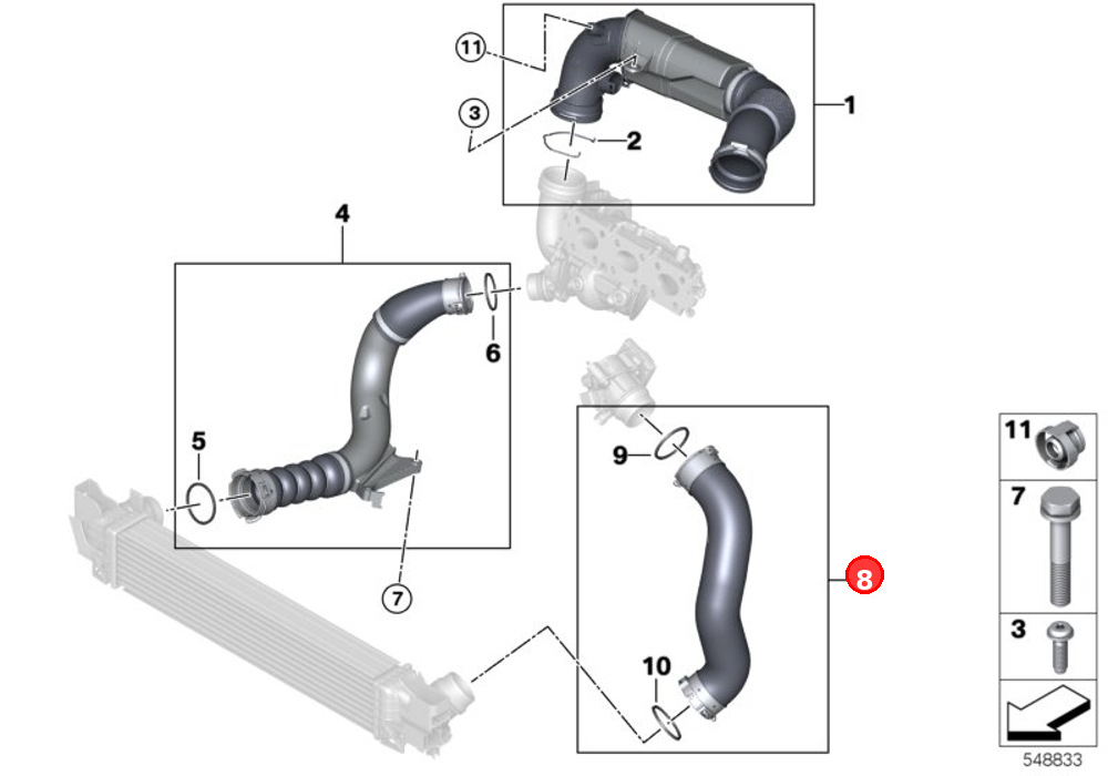 Charge air line OE 11618511338