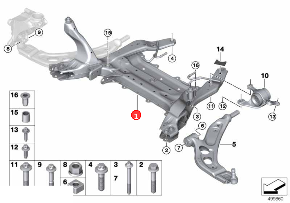 Front axle support OE 31116872729