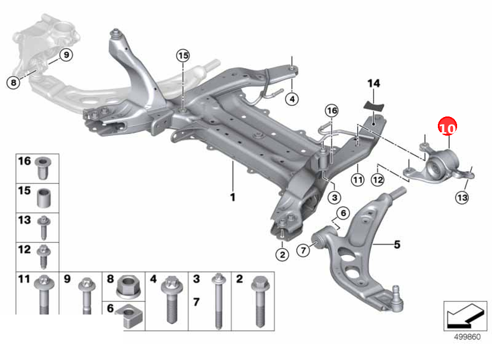 Bracket wishbone with hydro mount left OE 31128831645