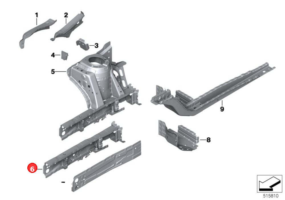 Exterior left engine support OE 41007386987