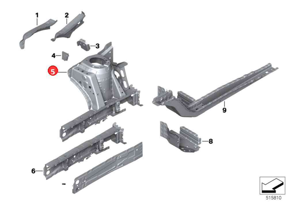 Strut tower, front left OE 41007427781