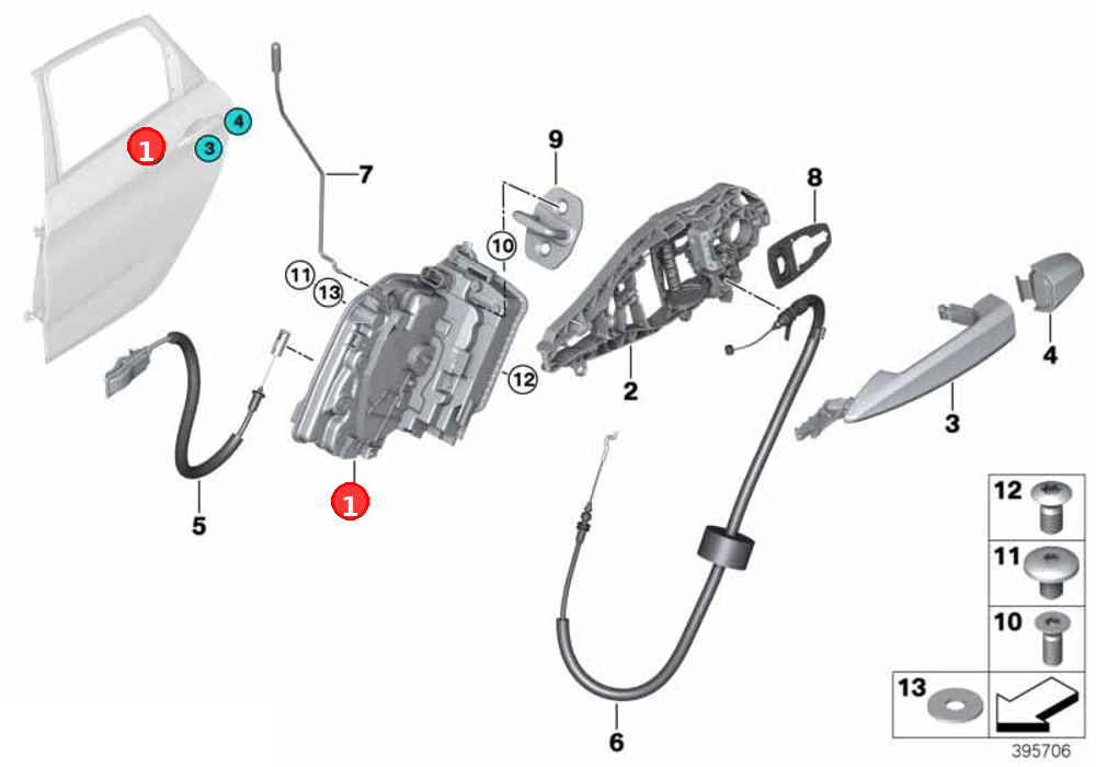 System lock, rear right OE 51227281940