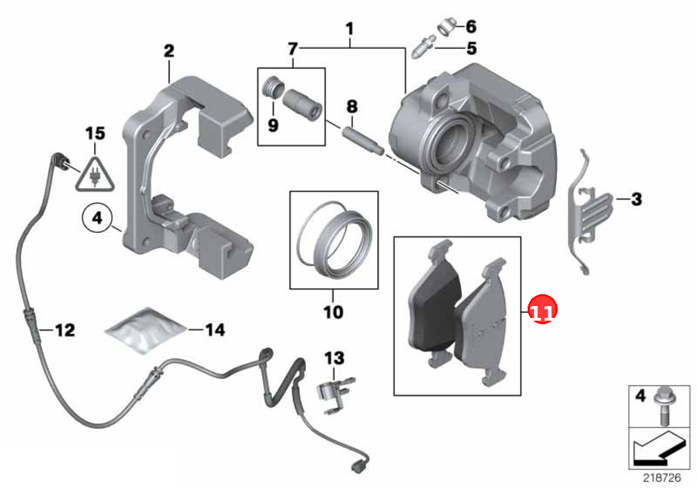 Repair kit, brake pads asbestos\-free OE 34116858047