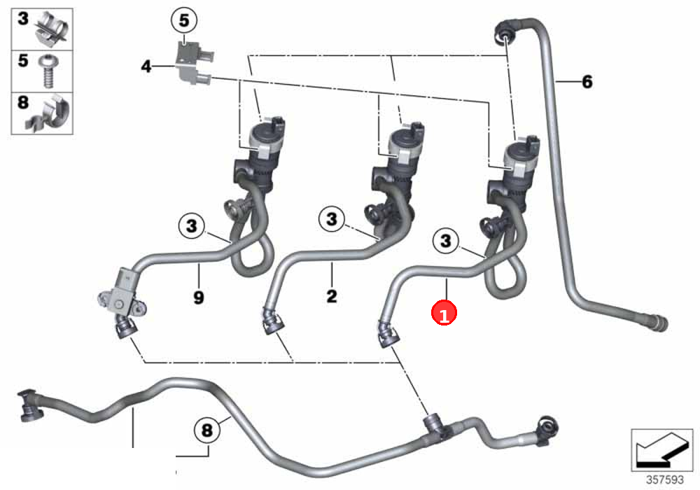 Fuel tank ventilation valve with pipe OE 13907636141